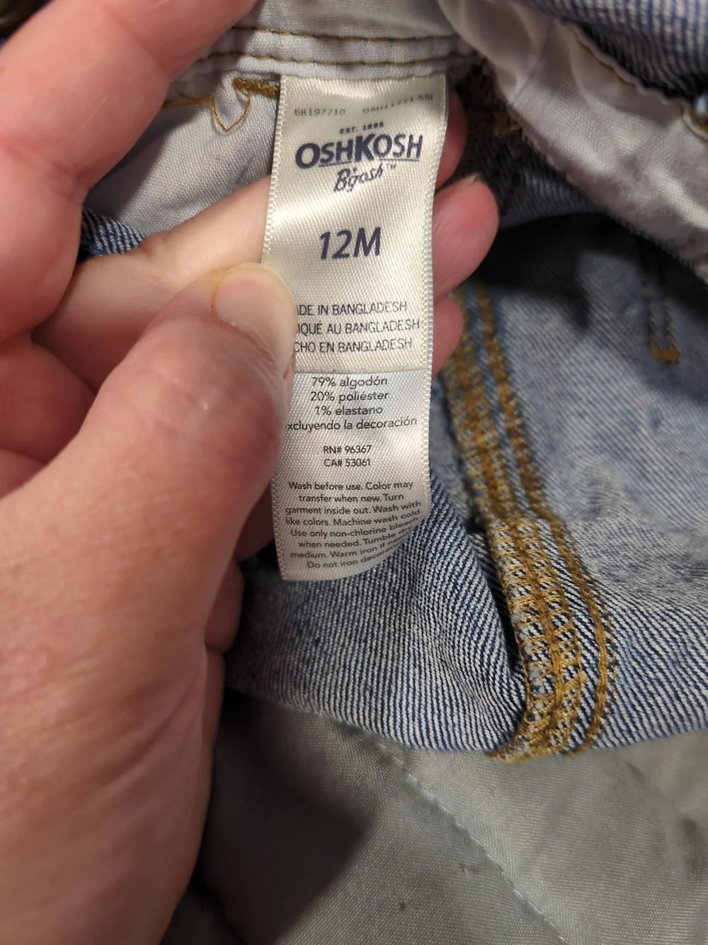 OshKosh B'gosh Girls 12M Polka Dot Denim Overalls Blue Vestbak